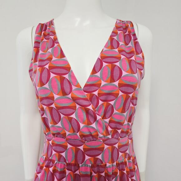 Garnet Hill Maxi Dress Size 6 Sleeveless Crossover Geometric Dots Jersey Womens - Picture 2 of 9